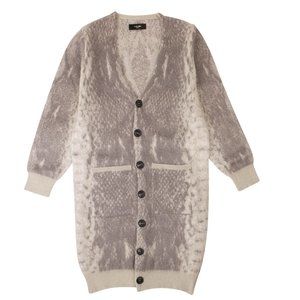 AMIRI Gray Snakeskin Print Oversized Cardigan Sweater Size XS $1490